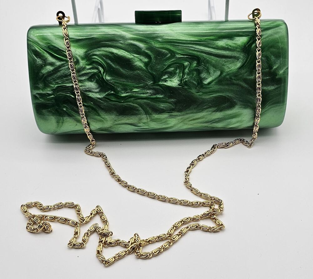 Vintage Women's Acrylic Clutch Purse With Chain